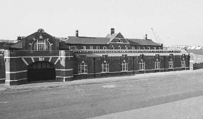 Drill Hall viewed from Upper Pembroke, looking NE towards eastern section, with Block C behind