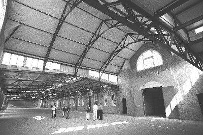Proposed foyer area, halfway along eastern end of Drill Hall, showing alternate north-facing entrance