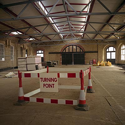 inside the Drill Hall, looking E