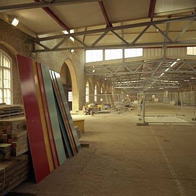 inside the Drill Hall, looking W