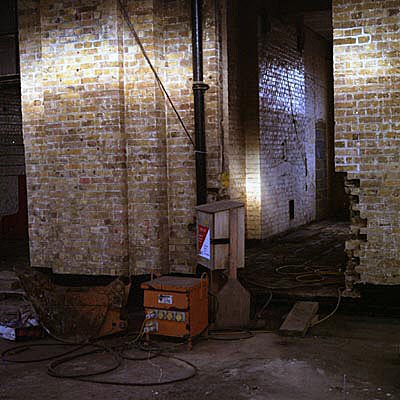 inside the Drill Hall, looking W
