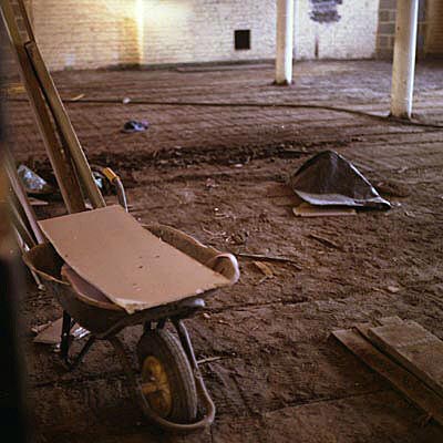 inside the Drill Hall, looking W