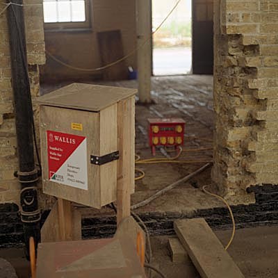 inside the Drill Hall, looking W