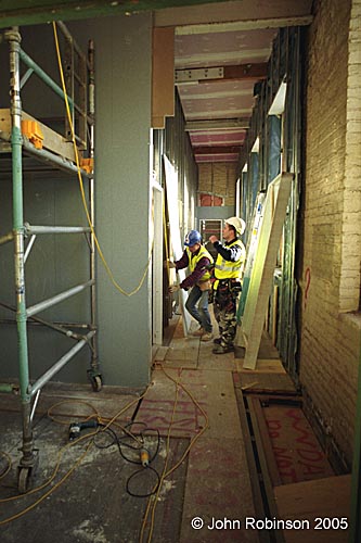 Construction of teaching room walls, C-block