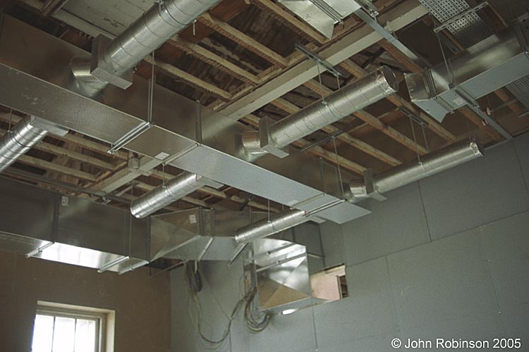 Installation of air-handling ducts, ground floor teaching rooms